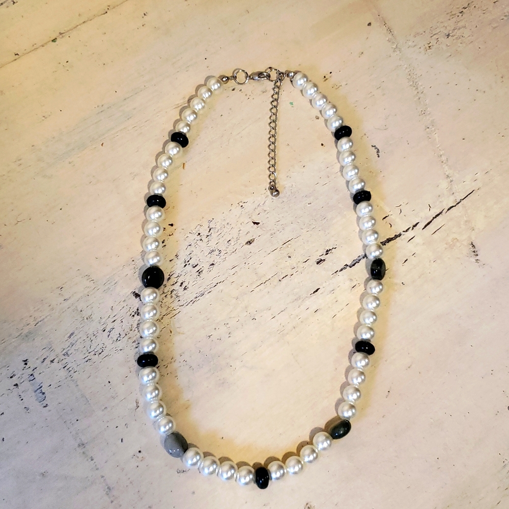 Genuine Jasper & Pearl Necklace